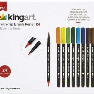 NWT Kingart Pro Brush Dual Tip Brush Pens 24 Count